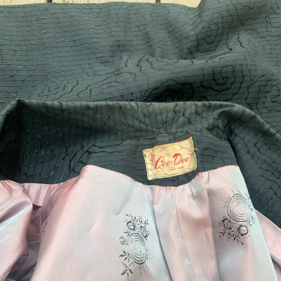 Black Open Front Coat Vintage Swing Jacket 50s Midcentury M - Picture 8 of 10